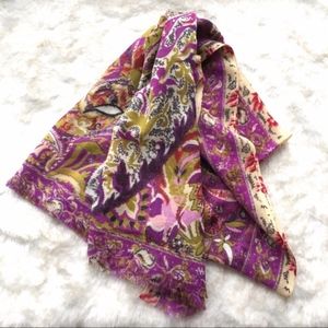 In-things Purple Printed Wool Blanket Scarf NWT